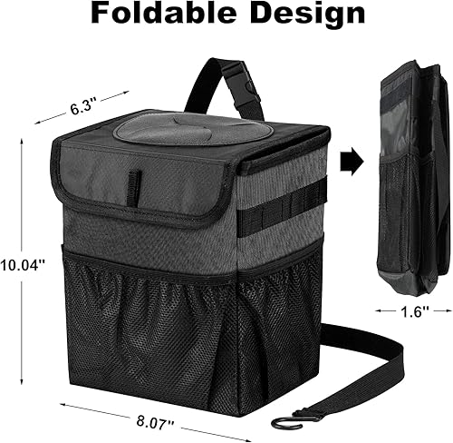 Miniatura 9 de Basurero plegable para automóvil, a prueba de fugas, 2.3 galones, color rosa