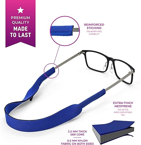 Miniatura 2 de SQV Correa de soporte para gafas, de neopreno suave de alta calidad, ajustable, para hombres y mujeres, cordón para lentes - Retenedor de anteojos
