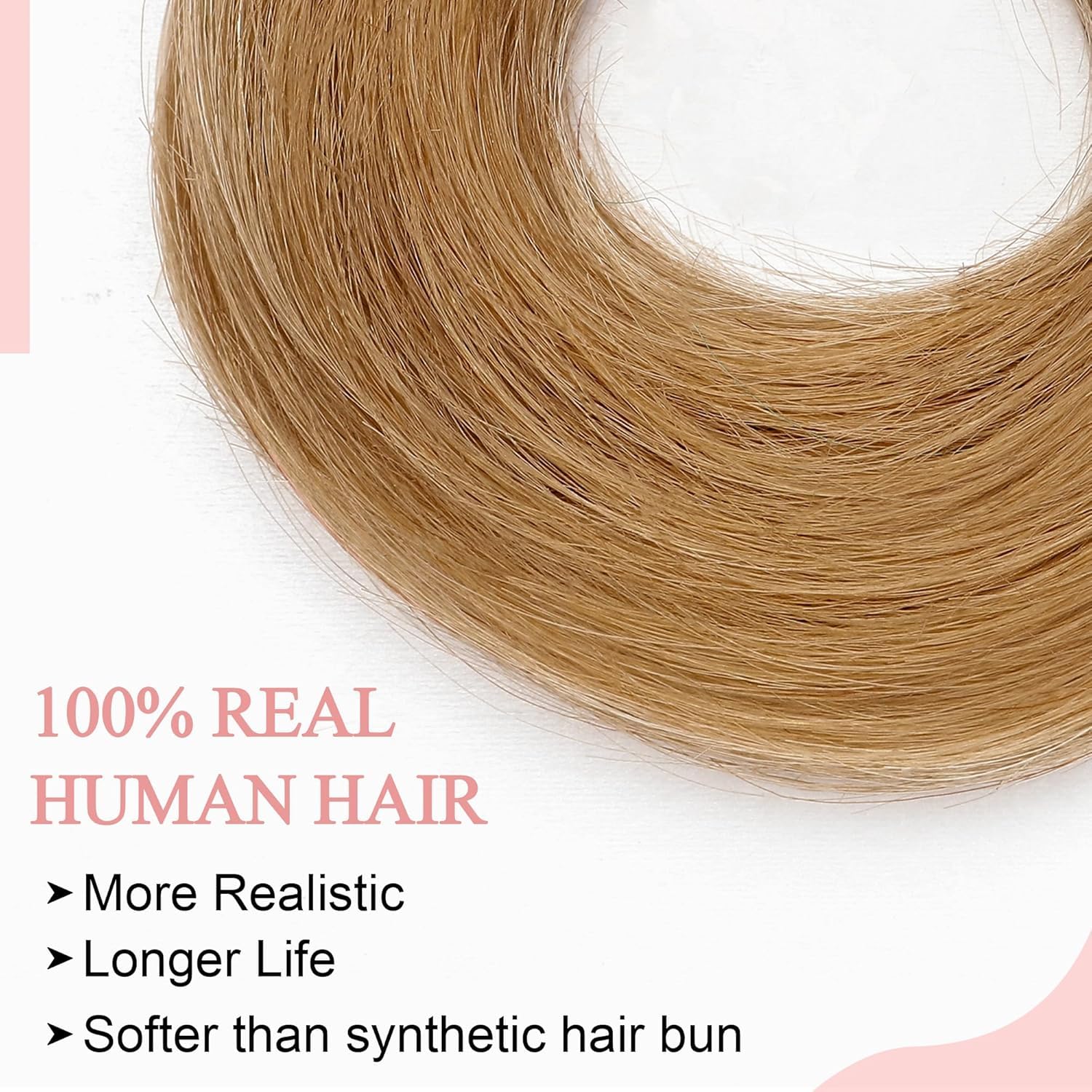 SEGO Human Hair Messy Bun Hairpieces Real Scrunchies Smoothed Updo Donut Chignon Wavy Ponytail Extensions for Women Girls,#27 Dark Blonde - Image 2