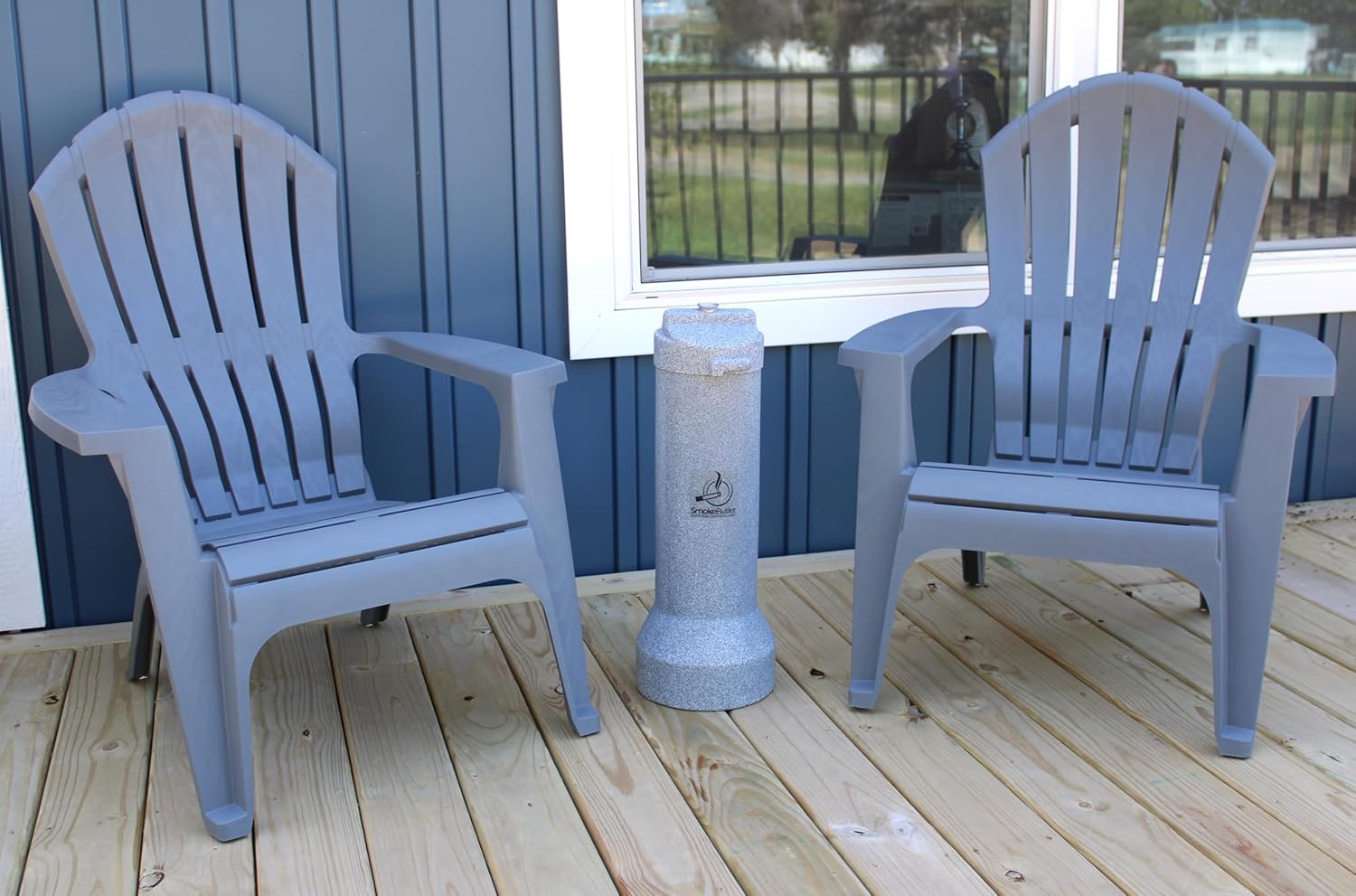 Outdoor Cigarette Receptacle – Heavy-Duty Ashtray, Commercial-Grade, 100% Aluminum Lined, Rotomolded Poly Construction, Smoke Butler Outdoor Cigarette Disposal Unit (Charcoal)