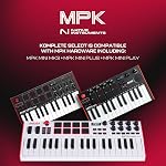 Akai Professional MPK Mini Plus - USB MIDI Keyboard Controller with 37 Mini Keys, 8 MPC Pads, Sequencer, MIDI/CV/Gate I/O and Native Instruments Sound Package, White Limited Edition