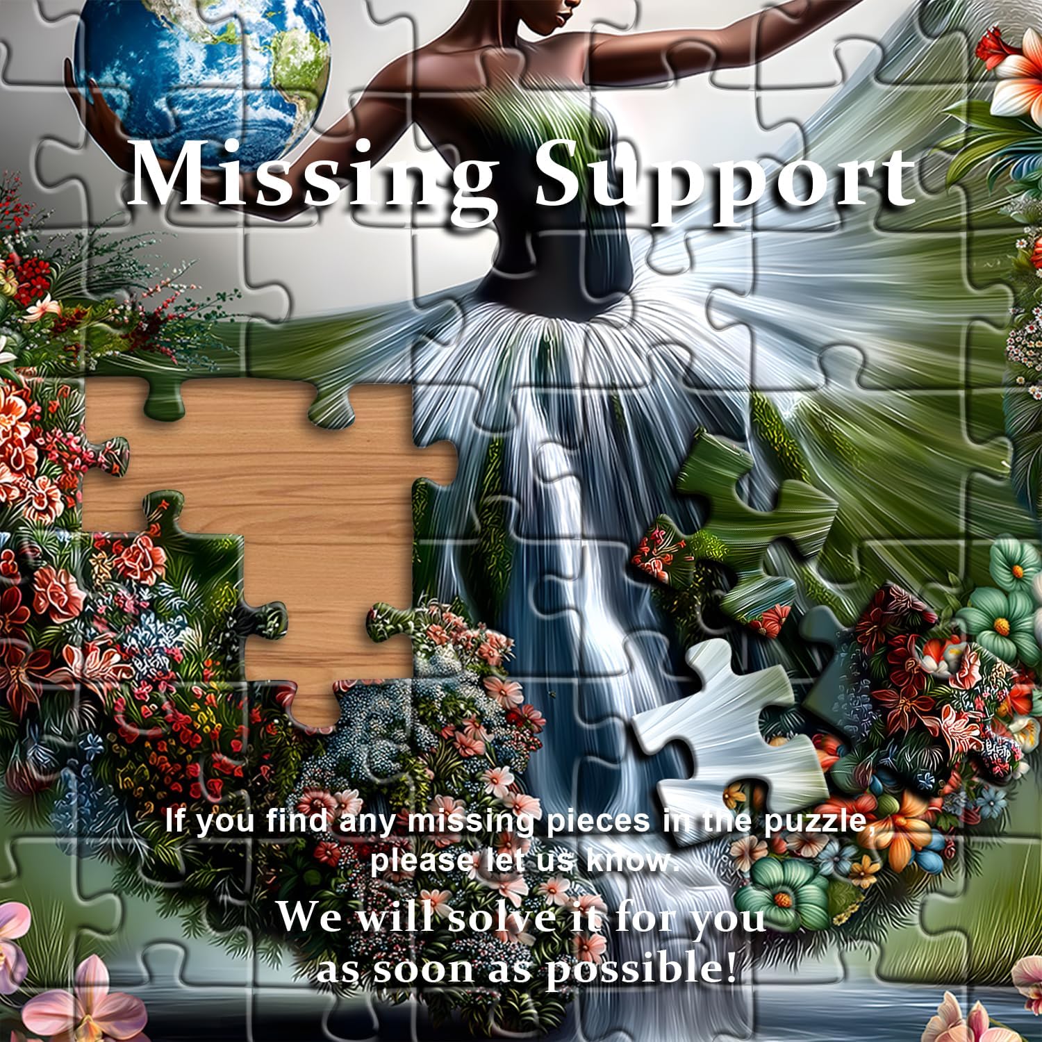 Impossible Puzzle for Adults 1000 Pieces,Fantasy Landscape Dancing Lady Flower Puzzle Aesthetic Art, Floral Elegant Women Abstract Chalenge Jigsaw Puzzle