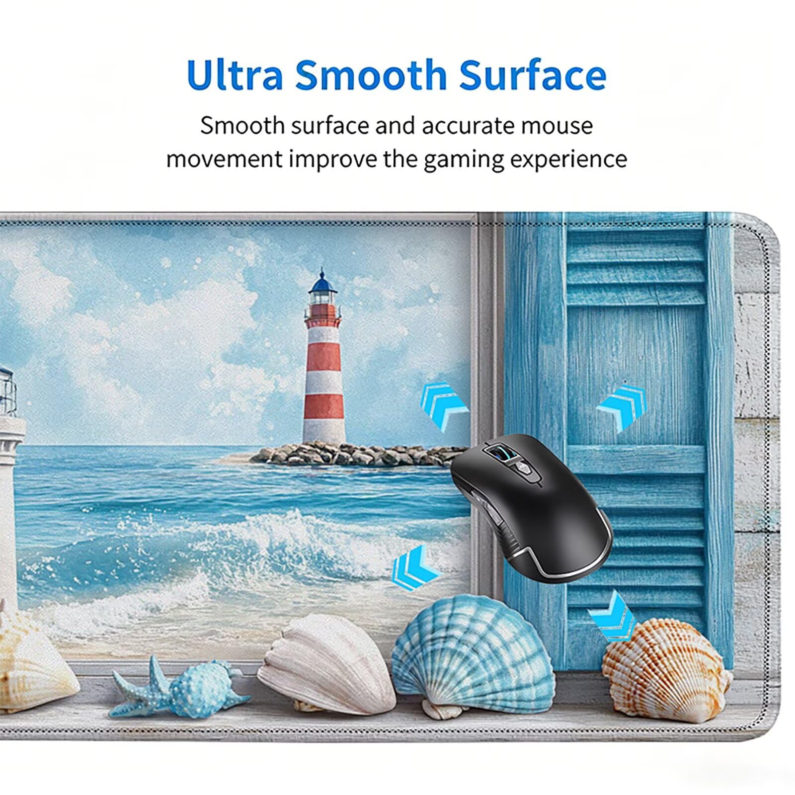 Tappetino Mouse Gaming, 1200x600mm Tappetino Mouse XXL spiaggia 0c0-246 | Mouse Pad Grande, Ottimizzato per i Sensori da Gioco, Migliora Precisione e Velocità, per Mac e PC, Faro 2