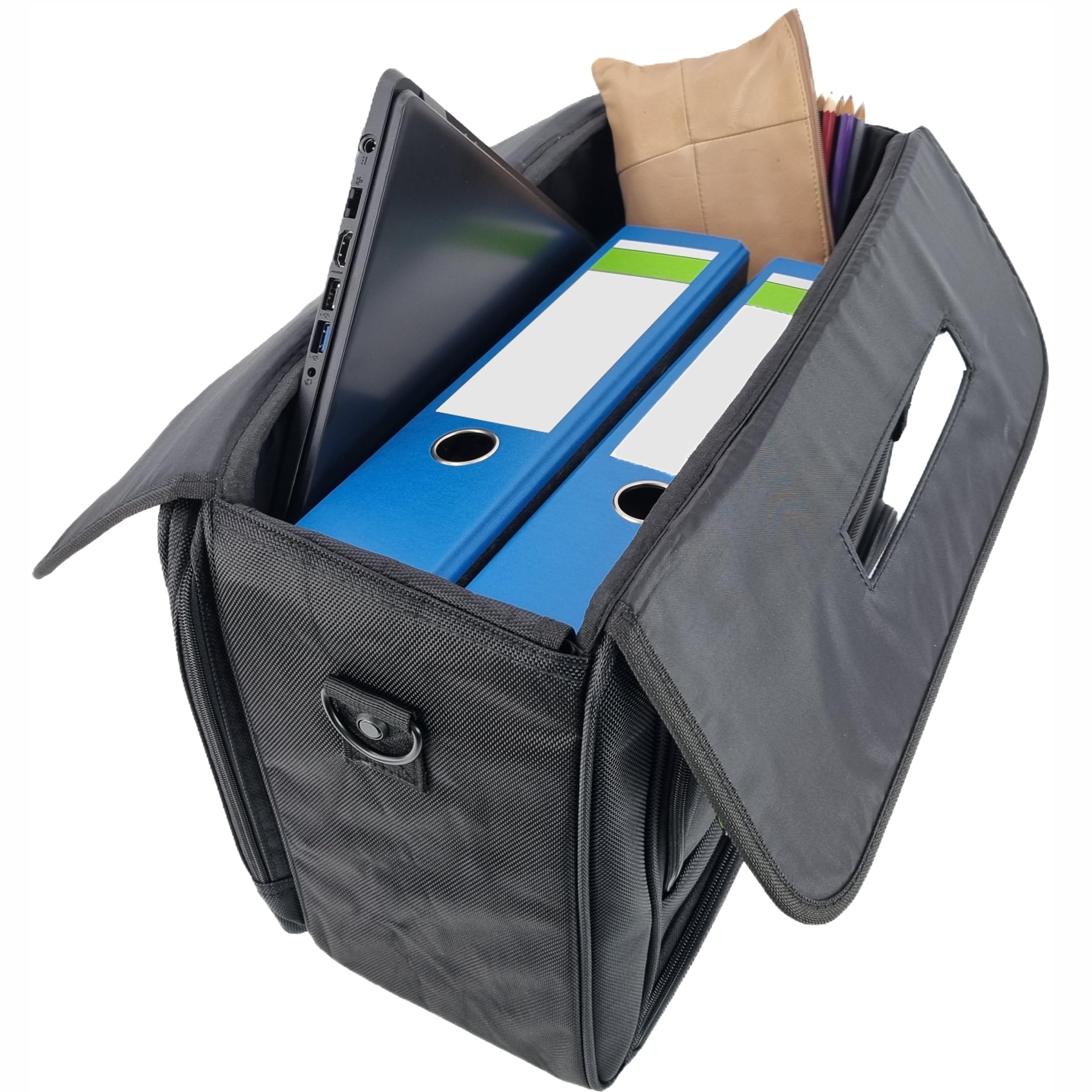 Soft Pilotenkoffer aus RPET in schwarz 46208 | Leichtgewicht mit Laptopfach, Fächertasche, Schultergurt | Aktenkoffer, Laptopkoffer