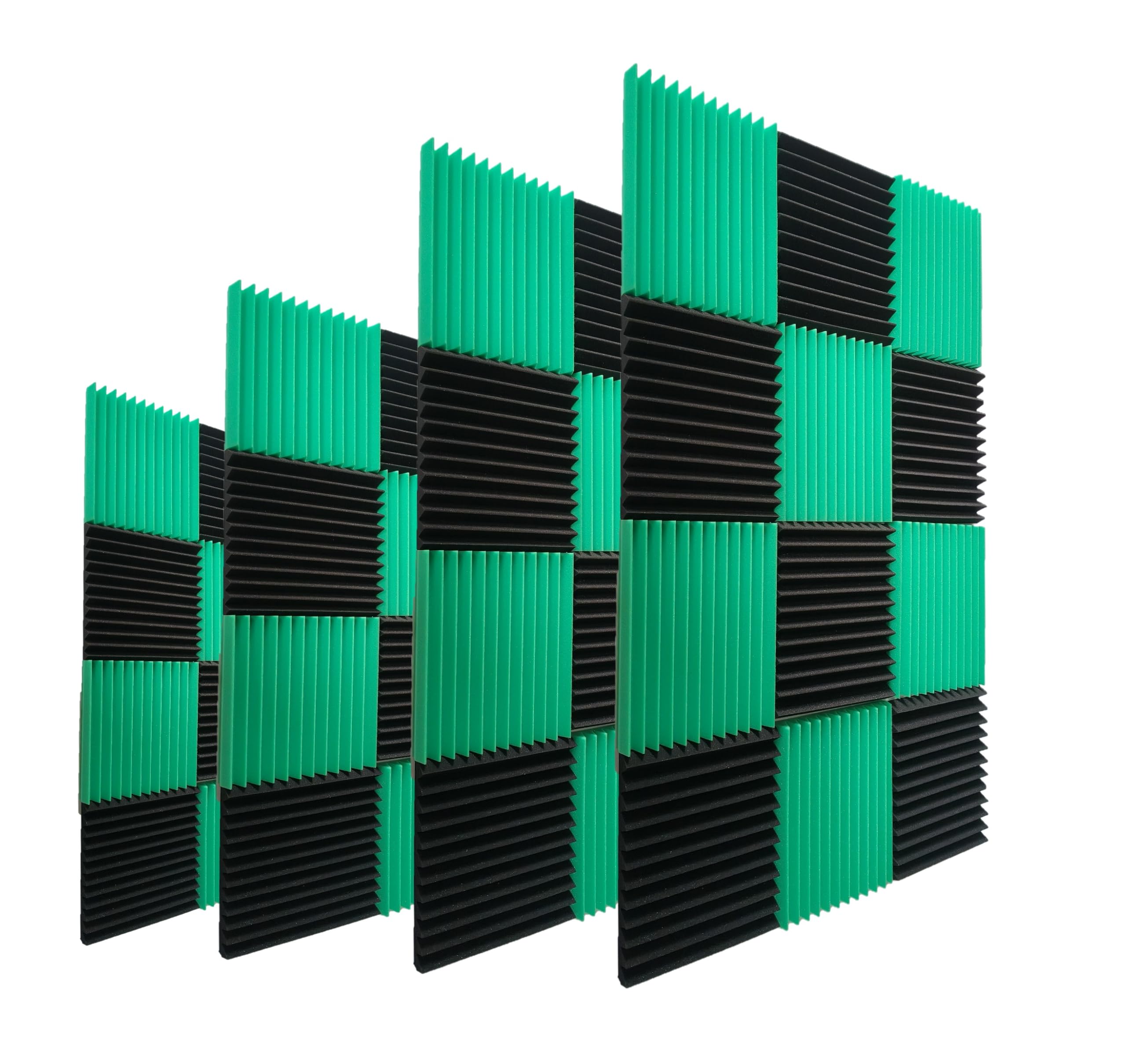 WENGWEI 24 pack soundproof wall panels,Sound Absorbing for Studio,12"*12"*2" inch Acoustic Panels, high-Density Fireproof sound proof panels for walls(black/greener)