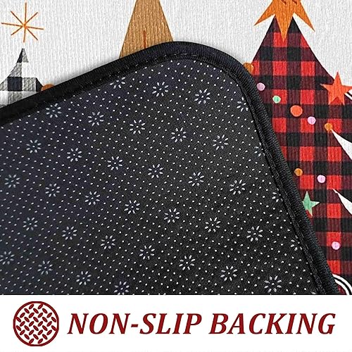 Miniatura 6 de Juego de 2 alfombras y tapetes de cocina con diseño de árbol de Navidad a cuadros, decoración de invierno para el hogar, decoración de piso de bajo
