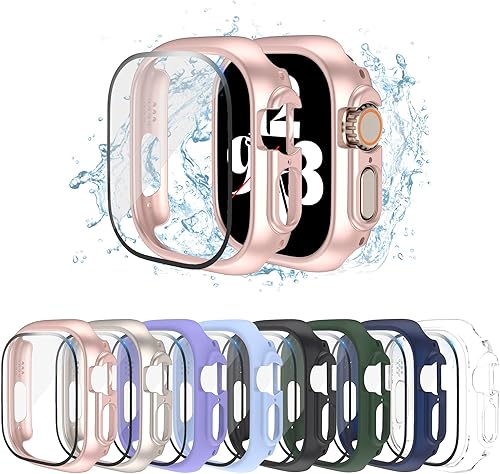 Miniatura 13 de Funda rígida de policarbonato compatible con Apple Watch Series 7/8/9 de 1.772 pulgadas, carcasa protectora completa con protector de pantalla