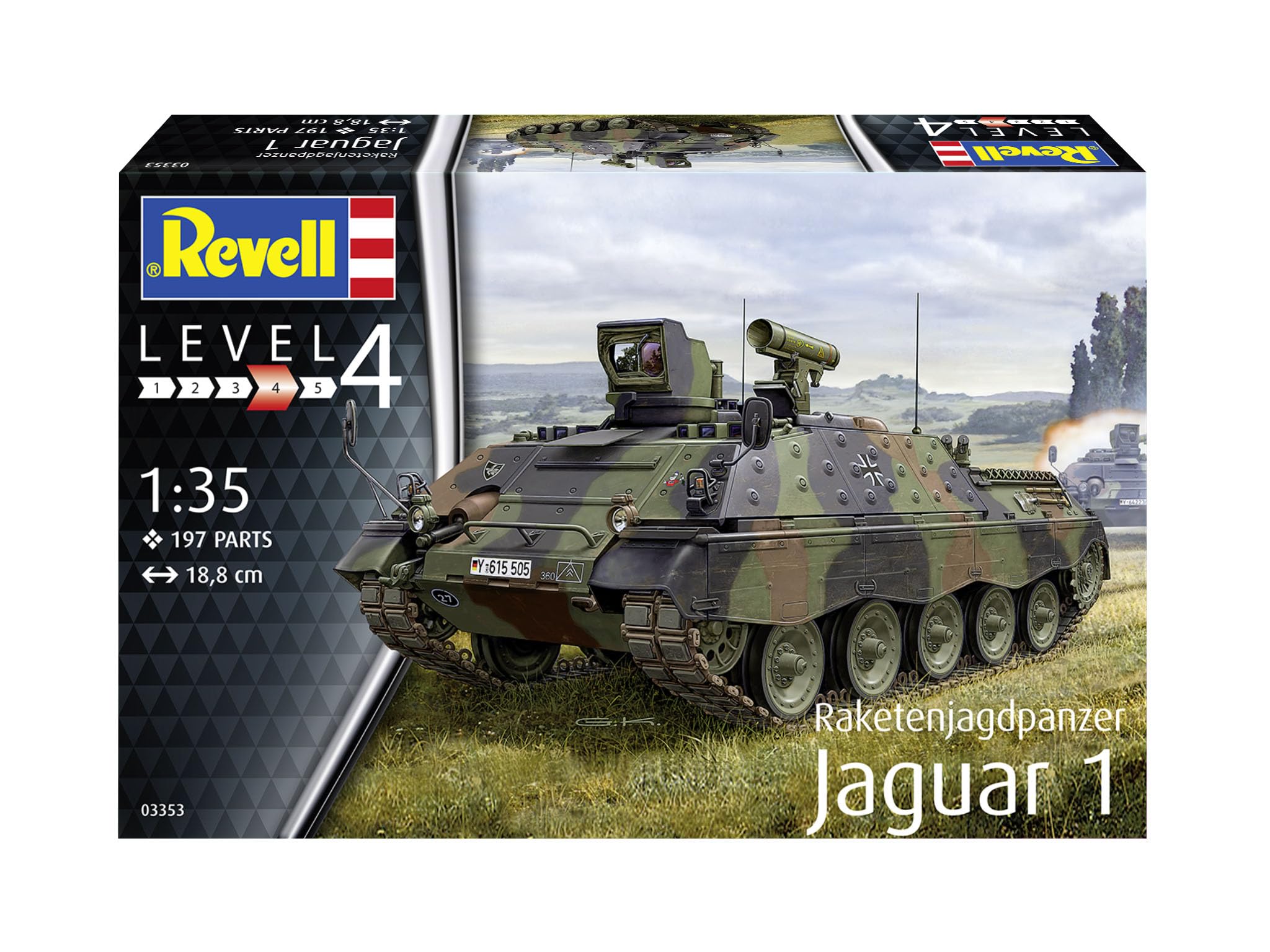 Revell Modellbau, Raketenjagdpanzer Jaguar 1, Bausatz, Maßstab 1:35, 197 Teile, Bastelset ab 12 Jahren, Detailgetreues Modell, Militärfahrzeug, Authentische Nachbildung