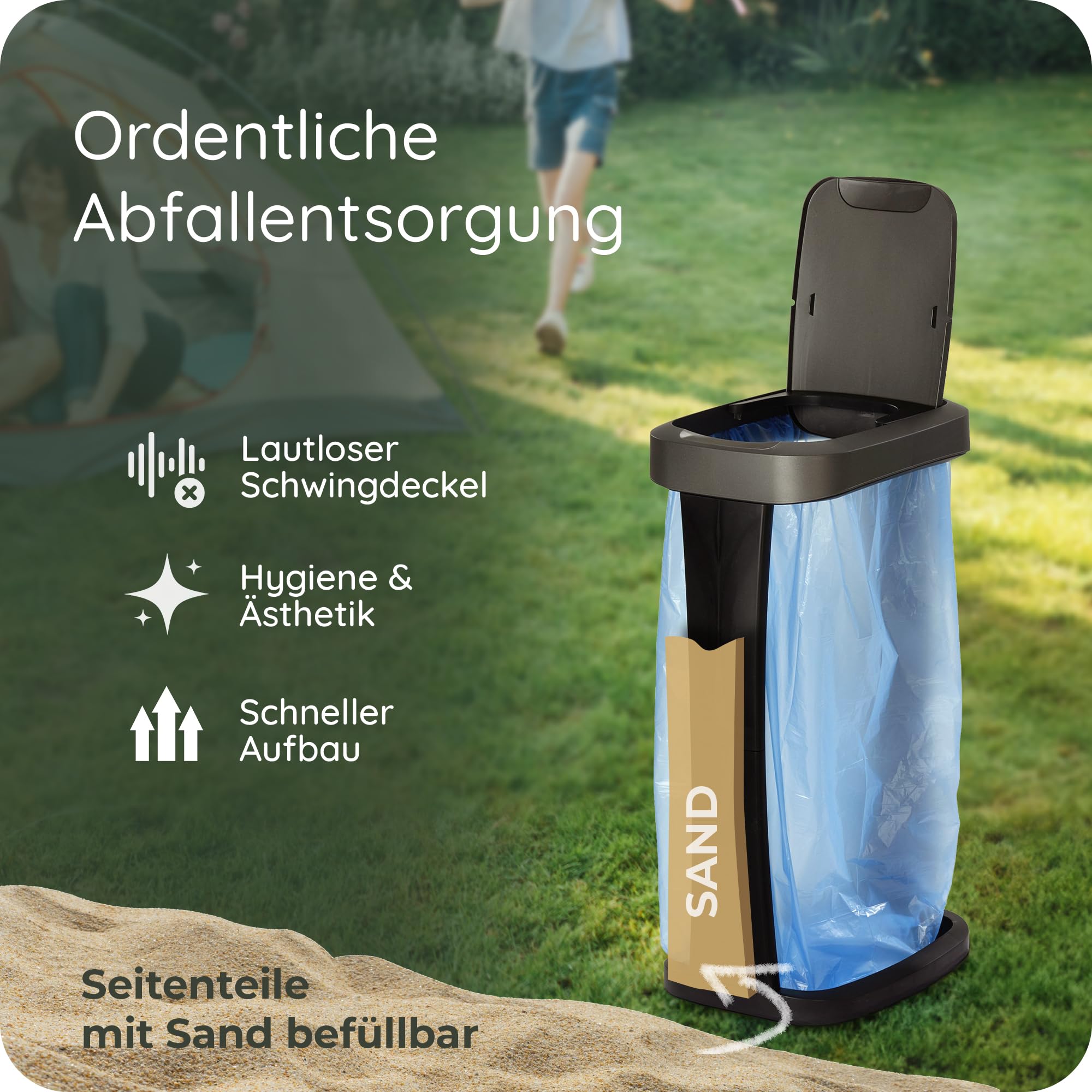 Besuche den Novaliv- Novaliv Müllsackständer mit Deckel für 70L-120L Müllsäcke, extra Robust & Fester Stand Outdoor geeignet, gelber Sack Müllständer Gelbersack-Halter Müll Abfall Ständer Aufbewahrung Mülltonne in use