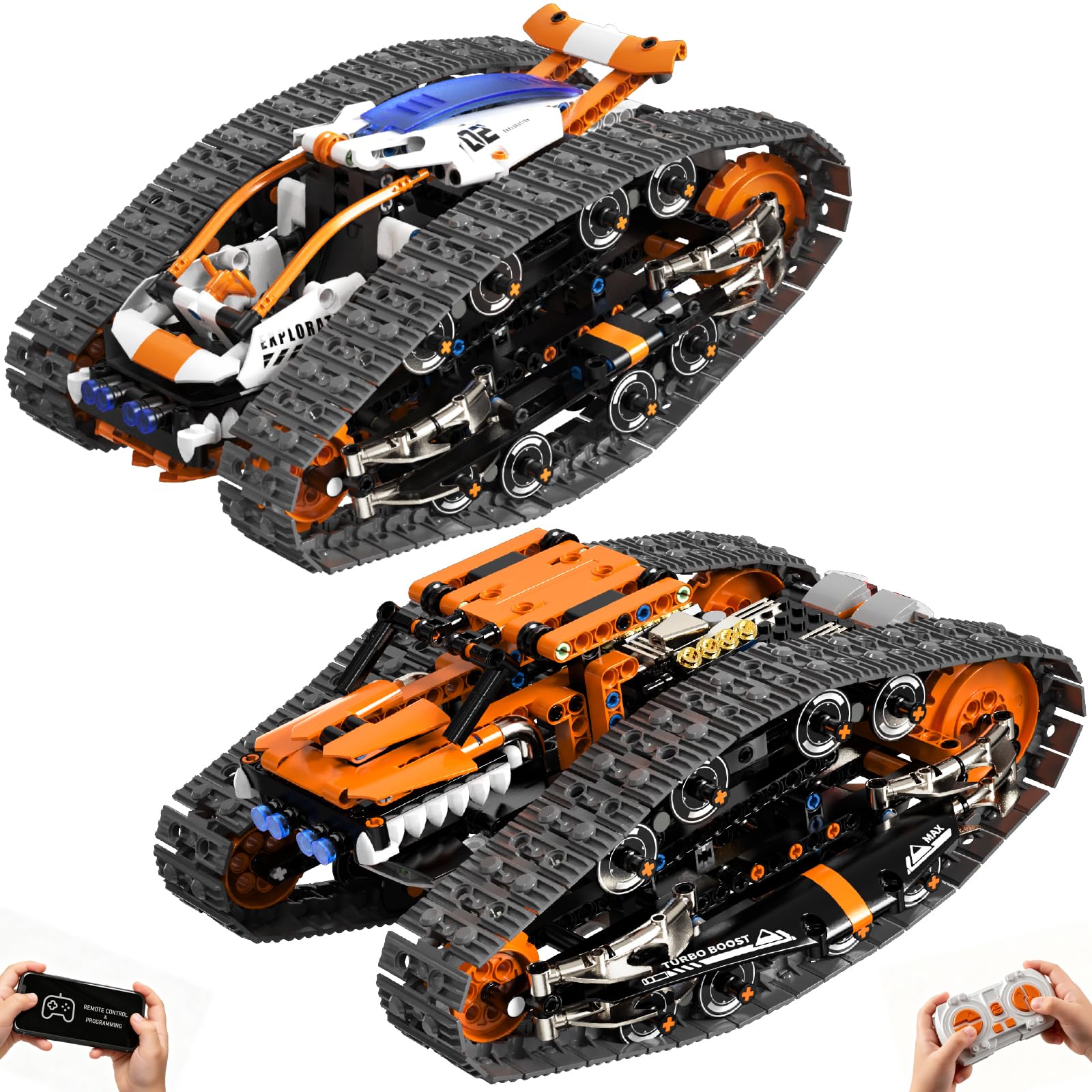 HPROMOT 2 in 1 STEM Crawler Robot Building Kit, App & 2.4G Remote Control Transformable T…