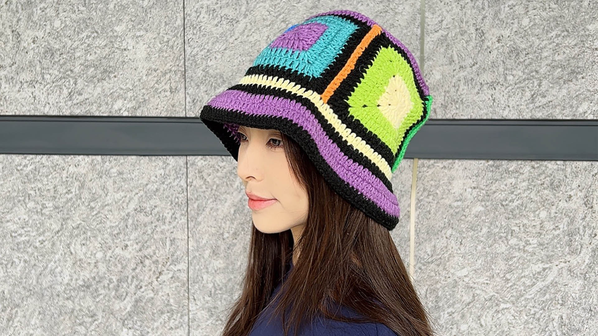 Multicolor Crochet Bucket Hat - Women\'s Cozy Knit Hat Happy Vibes Crochet Bucket Hat - Multi Color | Fashion Nova main image 2