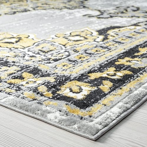 Miniatura 8 de Tayse Viviana - Alfombra de área amarilla de 5 x 7, 5 x 7, alfombras de interior para sala de estar, comedor, alfombra de dormitorio, alfombra de