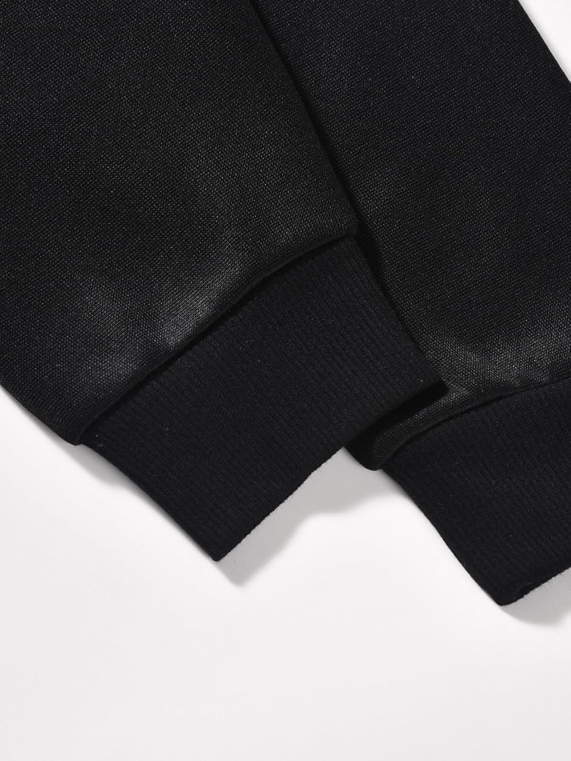 Men's Letter Graphic Hoodies Long Sleeve Hooded Pullovers Sweatshirts Streetwear Black Large - Image 4