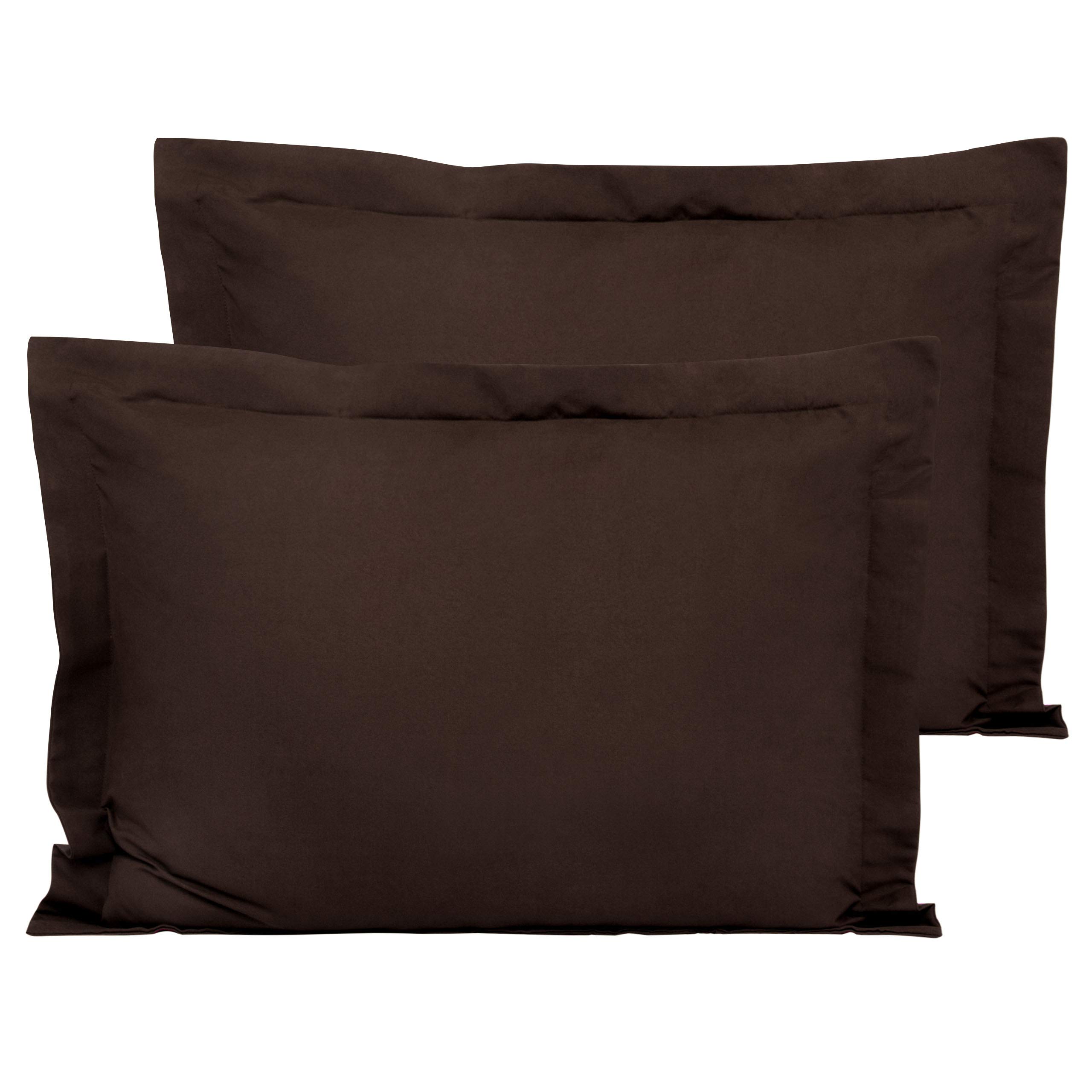 FLXXIEMicrofiber Standard Pillow Shams Set of 2, Fade, Wrinkle and Shrinkage Resistant Soft Pillow Covers with Envelope Closure Euro Sham Covers (Dark Brown, 20x26 Inches)
