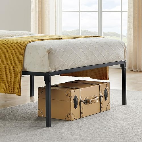 Miniatura 20 de Base de cama Queen con almacenamiento de plataforma de metal de 13 pulgadas con soporte de listones de acero, no necesita somier, marco de cama