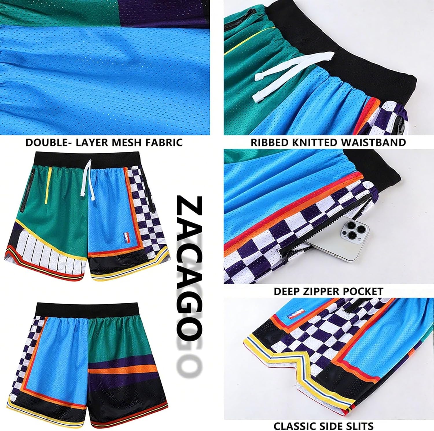 Mens Retro Basketball Shorts Cool Lightweight Mesh Gym Shorts Graphic Sports Athletic Drawstring Short - Image 5