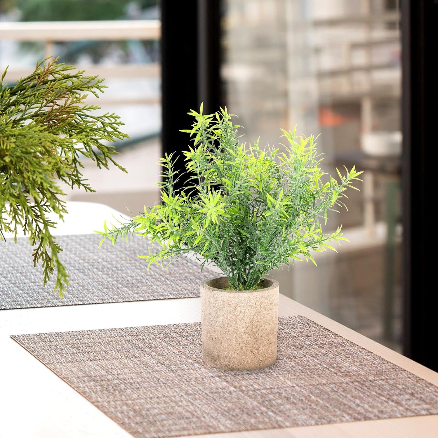 Realistic 3pcs Artificial Eucalyptus Bonsai Set with Flocking Paper Pulp Pots, Decorative Faux Potted Plants for Home Office Desktop Greenery Decor