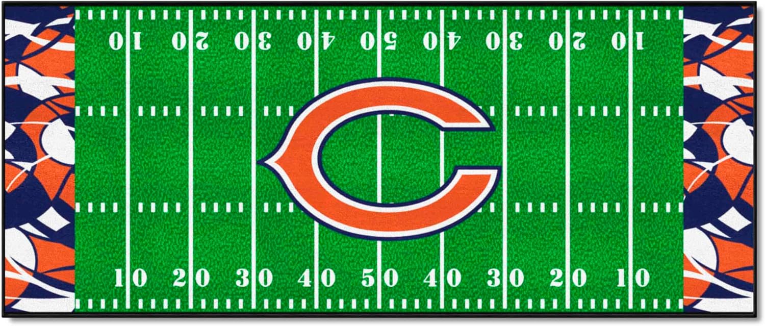 FANMATS 23223 NFL - Chicago Bears Football Field Runner Rug - 30in. x 72in. Xfit Design