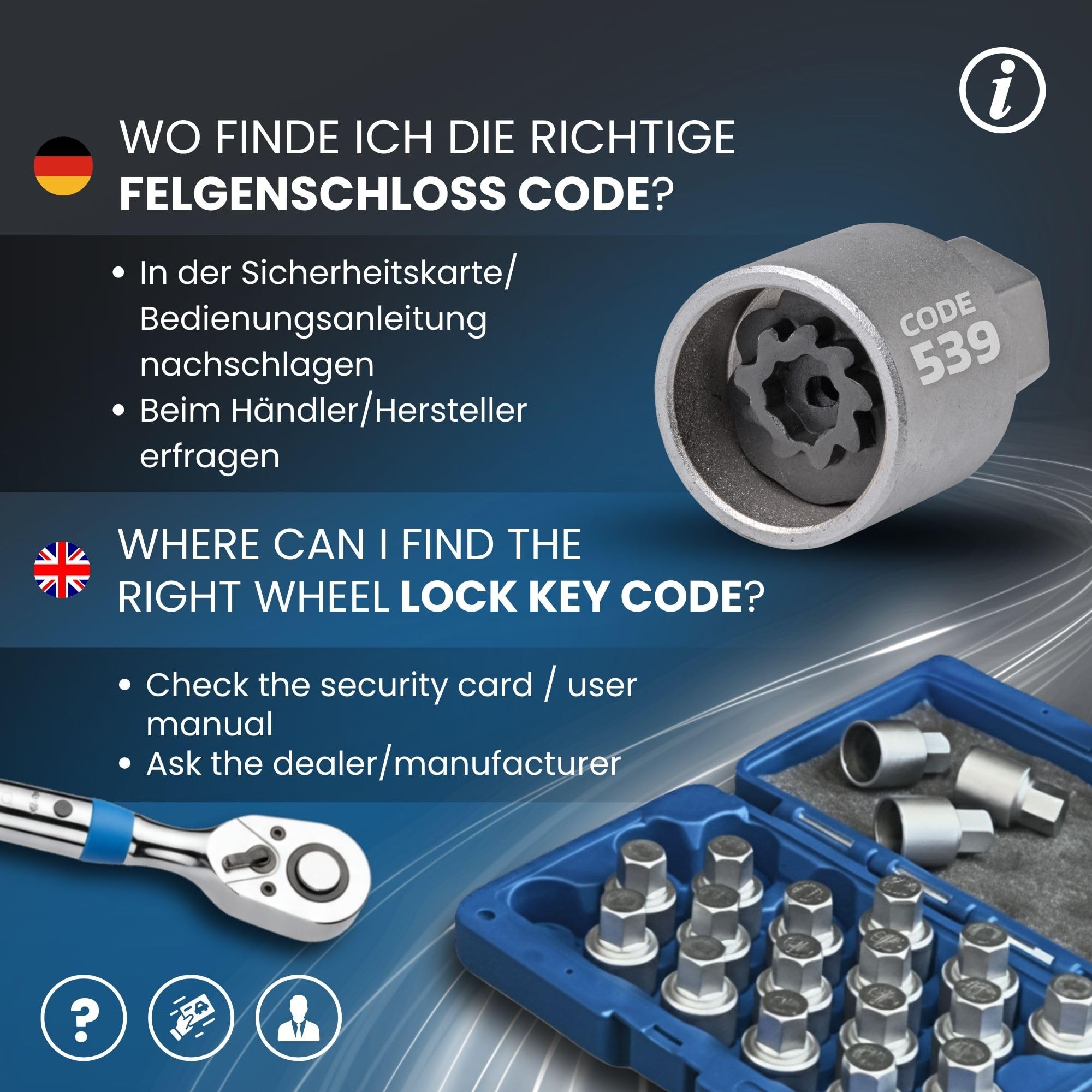 SW-Stahl 02383L-19 Felgenschloss-Adapter 539 passend für VW Felgen | Spezial-Steckschlüssel für VW Radsicherungsschrauben - Robuste Felgensicherung - Präzise Passform für Modell-Typ 539