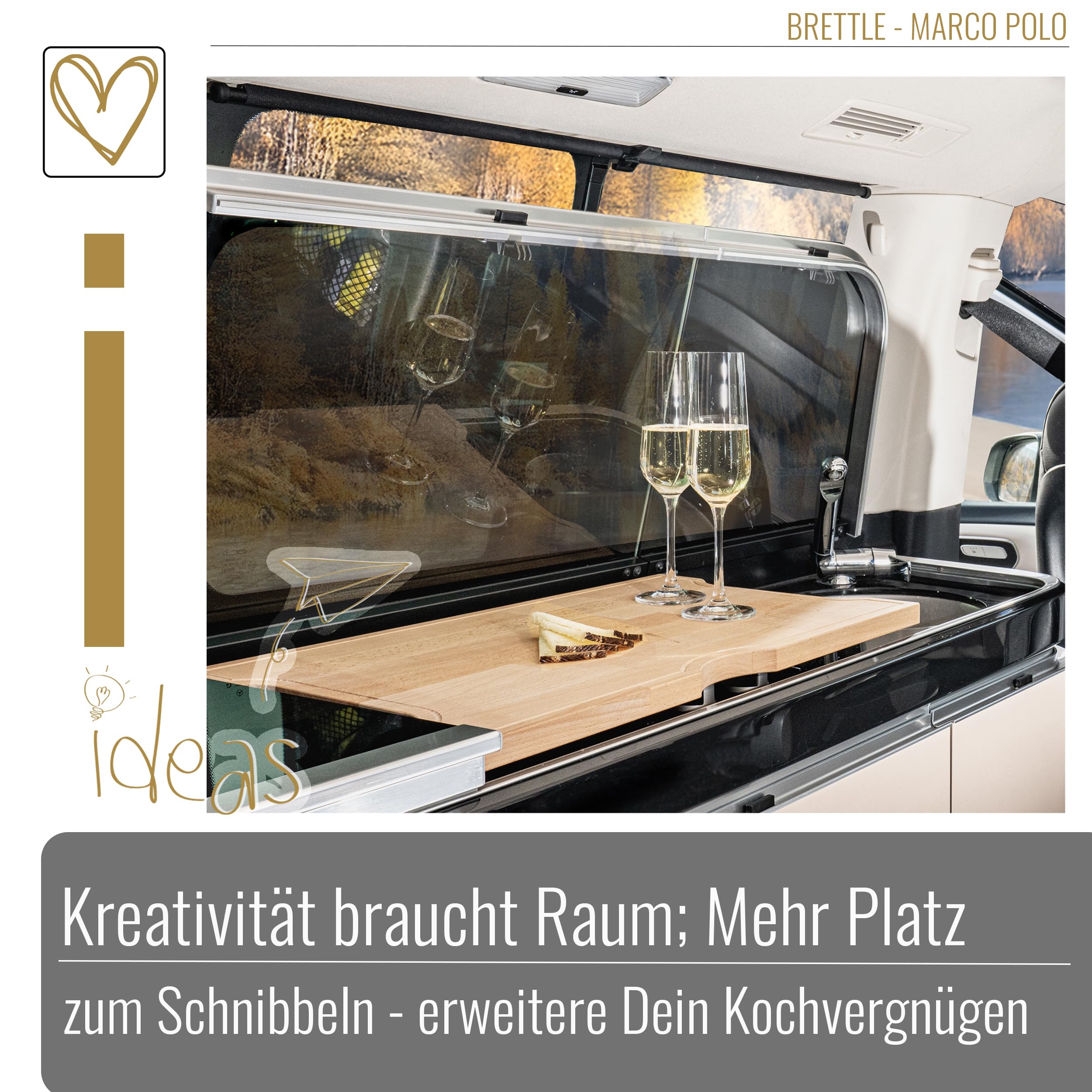 Schneidebrett für Mercedes Benz Marco Polo Camper Wohnmobil passgenaues Brettle (Marco Polo, Brettle, ohne Halterung)