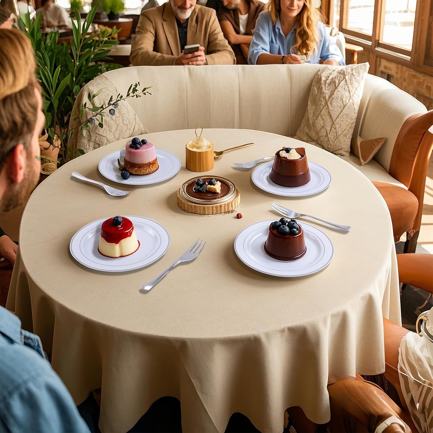 WELLIFE 240PCS Silver Plastic Dessert Plates - Includes 120PCS Silver Forks, 120PCS 6.3 Inch Salad & Appetizer Plates - Perfect for Wedding & Party - Image 6