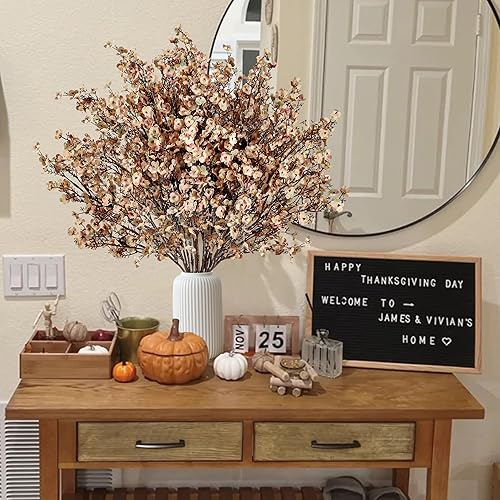 Vista 23 de Sggvecsy 15 piezas de flores artificiales de aliento de bebé, ramos de gypsophila a granel, flores de seda falsas de tacto real para el hogar, Negro