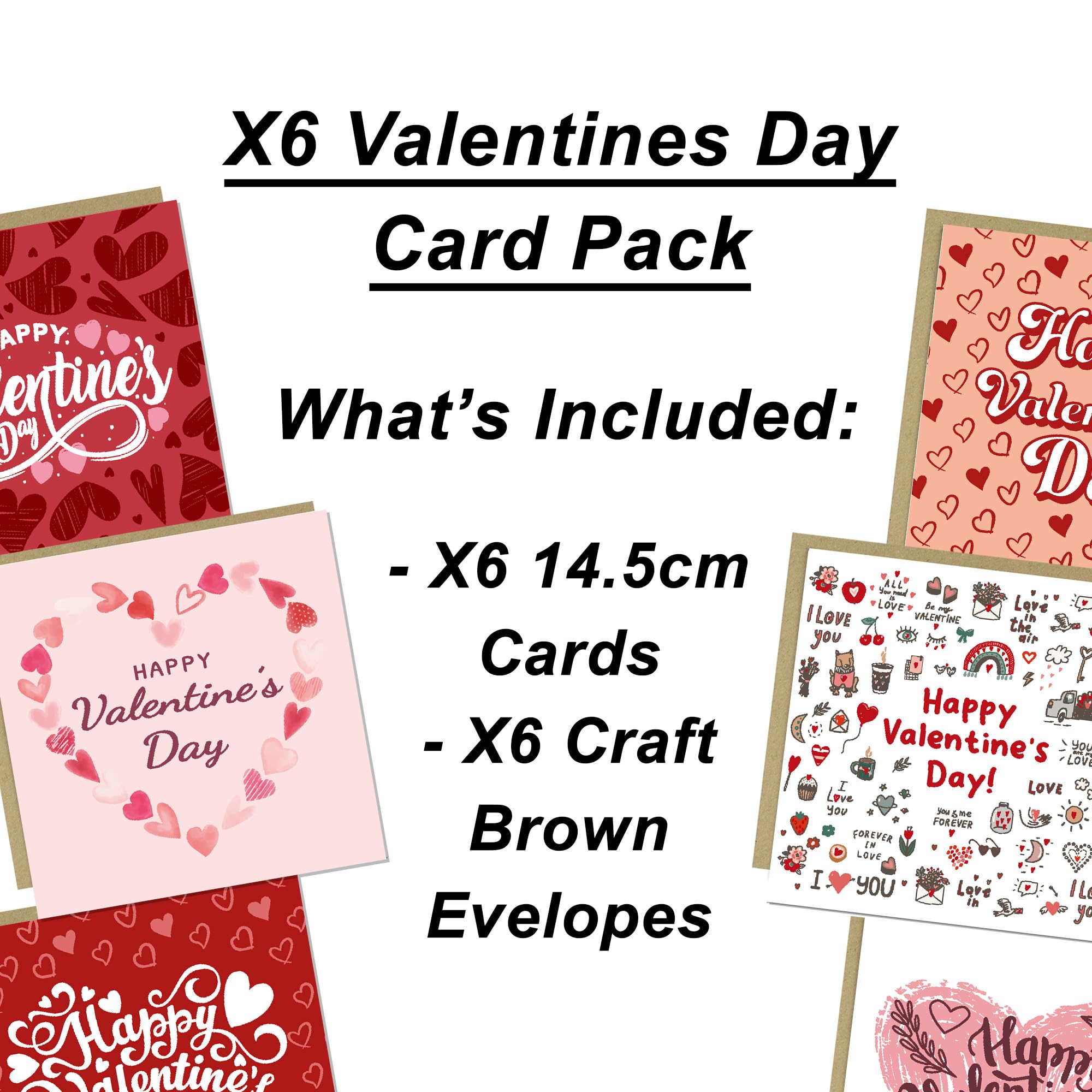 RED OCEAN Happy Valentines Day Card Set of 6-14.5x14.5cm With Envelopes - Image 2
