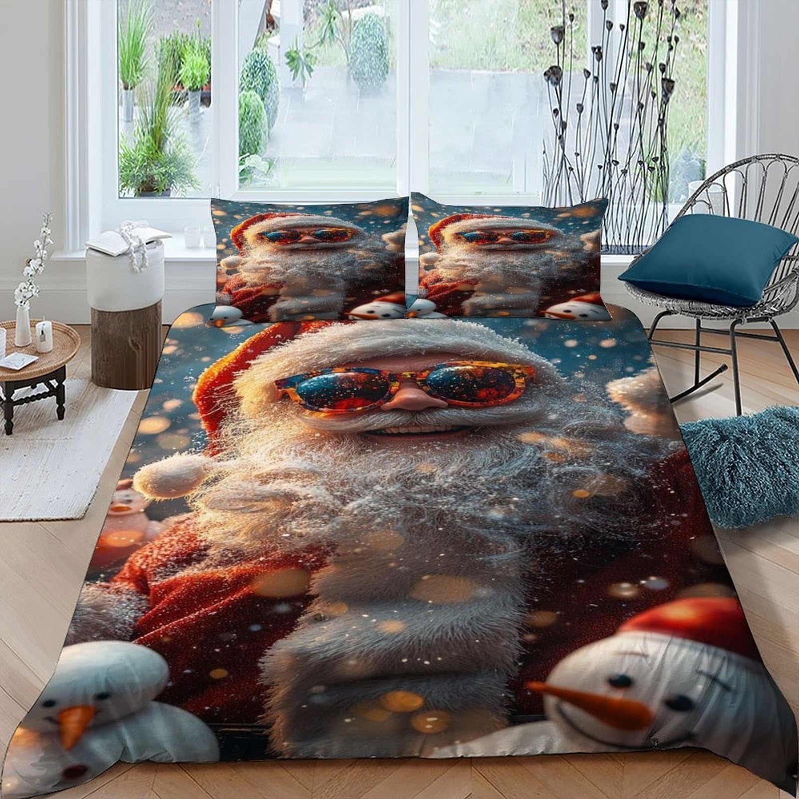 Linge de lit Noël 3 pièces avec fermeture éclair pratique en microfibre