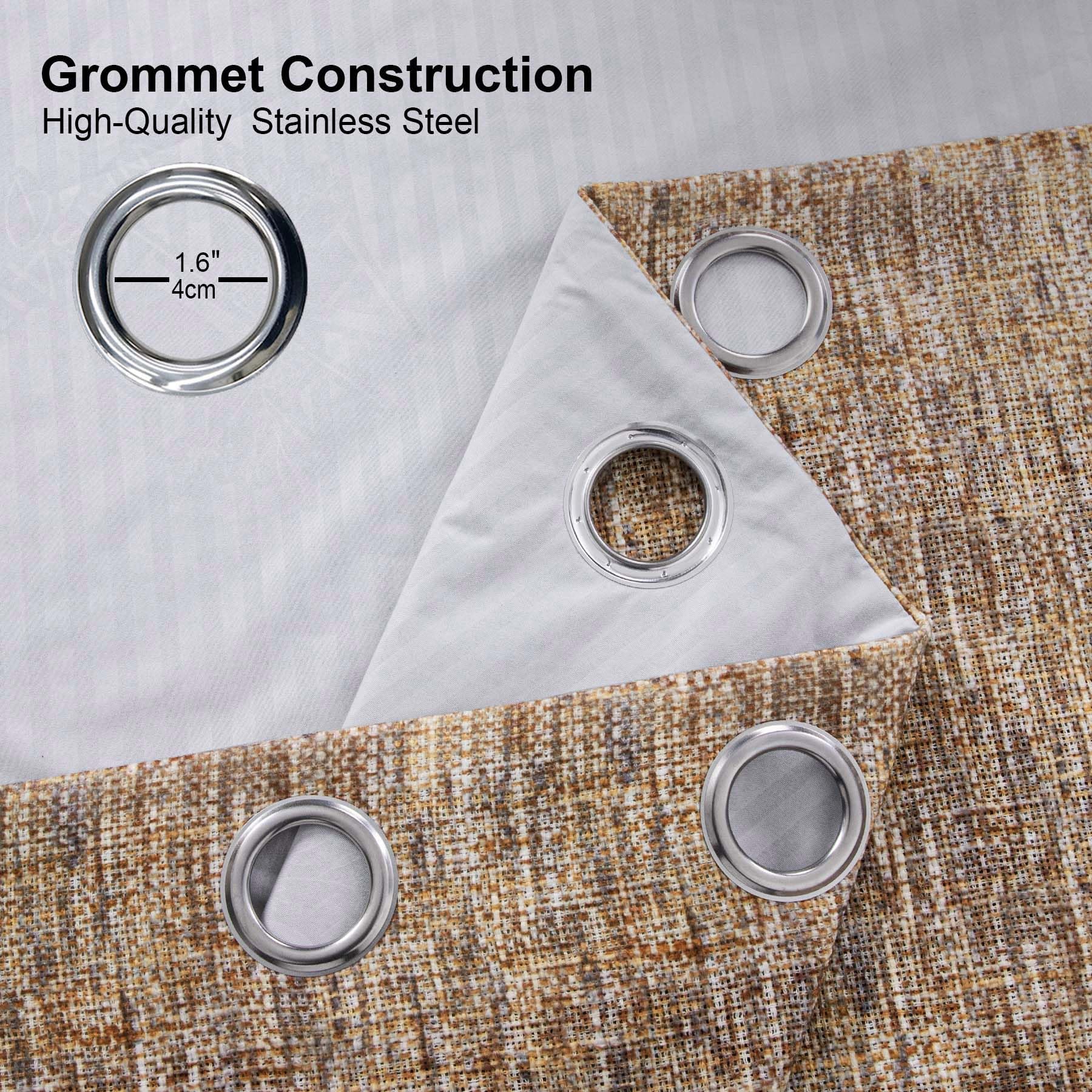 always4u Lot de 2 Rideaux 100% occultants, Rideau Thermique de Style Campagne Anti-Froid, Rideaux en Lin mélangé texturé à œillets pour Chambre à Coucher, Salon, Beige Biscotti, 140x245 cm