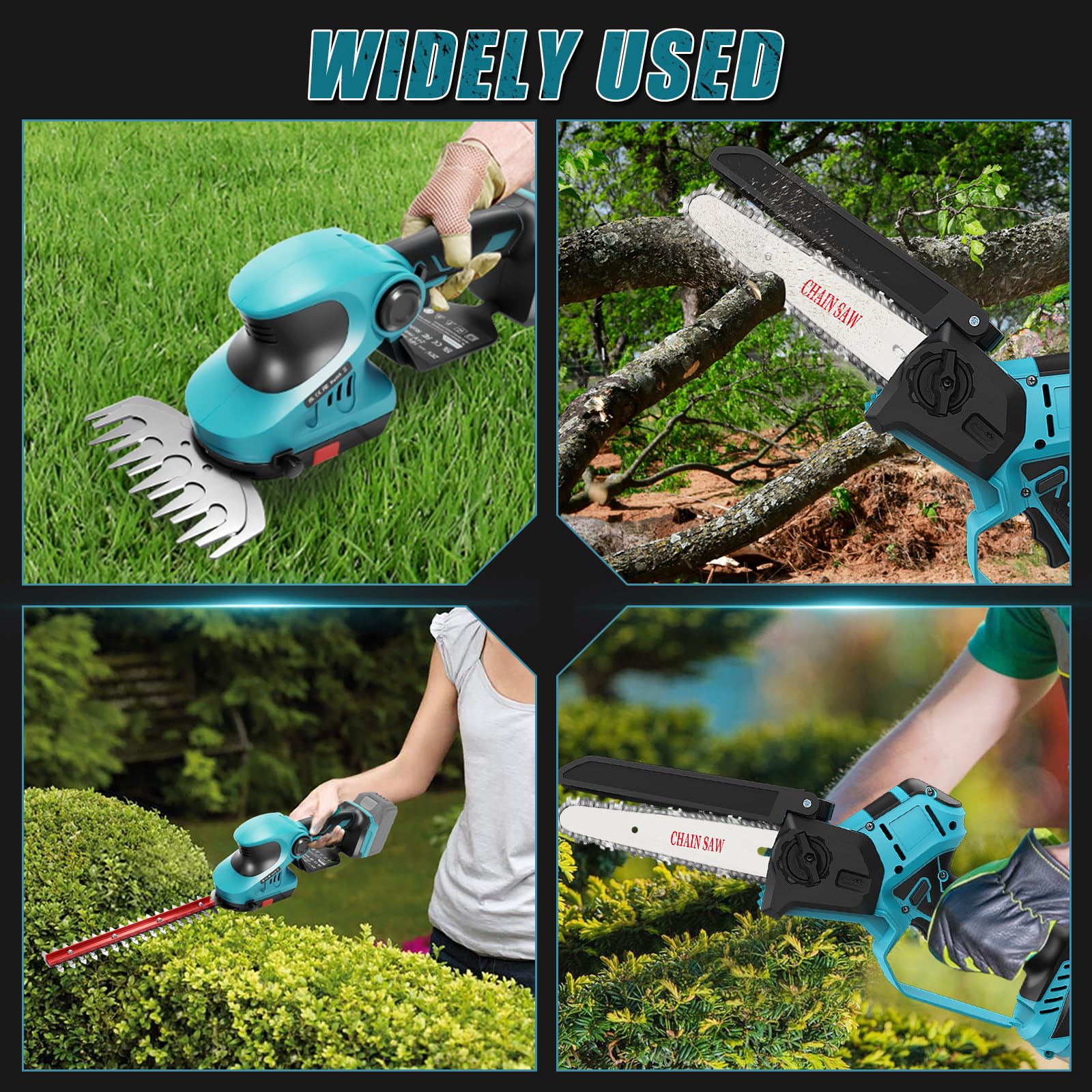 Akku Heckenschere & Kettensäge Kombi-Set für Makita 18V, Ohne Akku