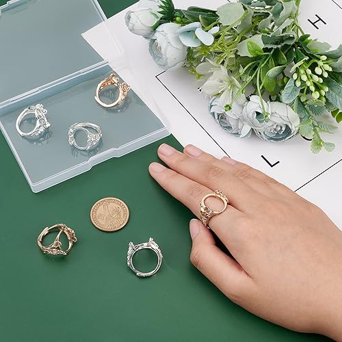 Miniatura 4 de CHGCRAFT 6 anillos ajustables de latón de 2 colores, tamaño 8, oro en blanco, plata, huecos, anillos huecos, componentes de joyería en blanco, para