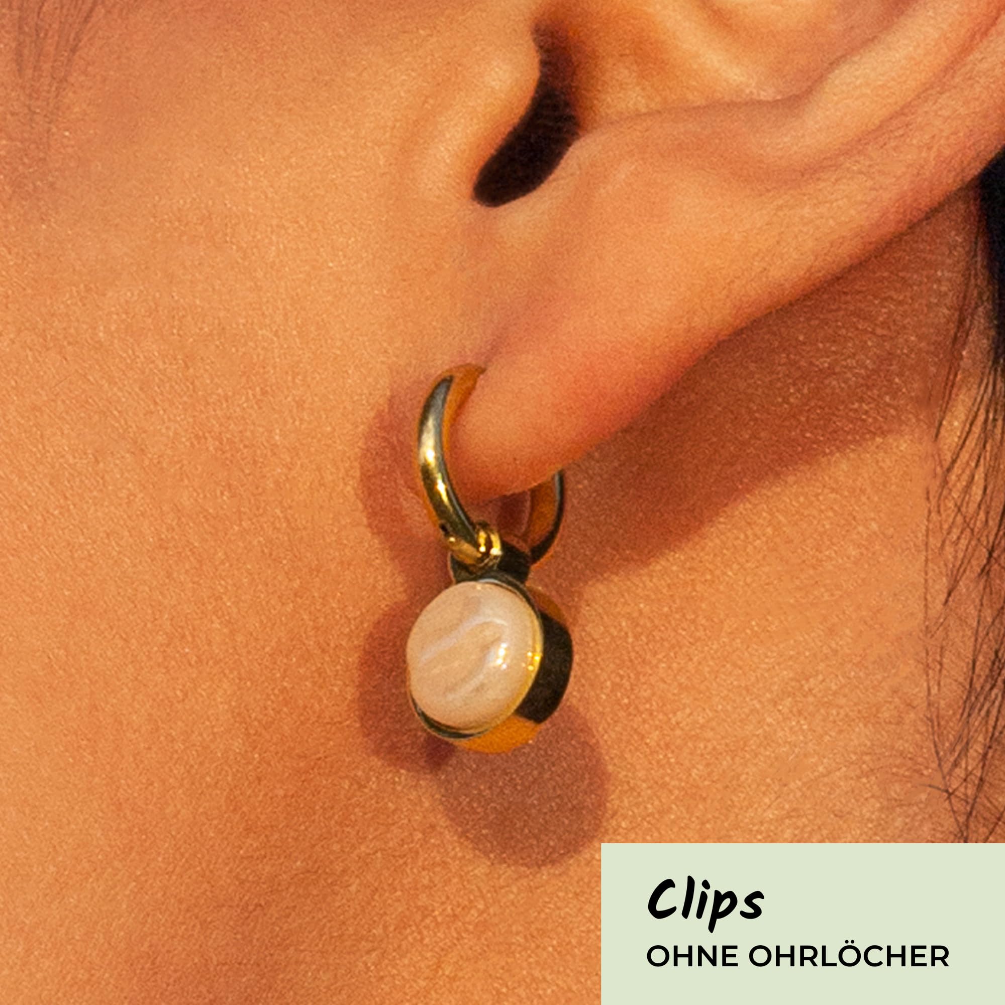 Clip Ohrringe mit Anhänger • Gold Ohrclips aus Edelstahl 18k vergoldet • mit Charm zum Wechseln • nachhaltig & handgemacht • MIX AND MATCH • Ø 14 mm
