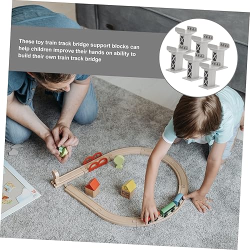 Miniatura 7 de Toyvian 6 unids tren Pier Track Toy Accessories Toy Train Bridge Tren Accesorios de juguete Tren Vía ferroviaria Soportes Tren Bloques de Soporte