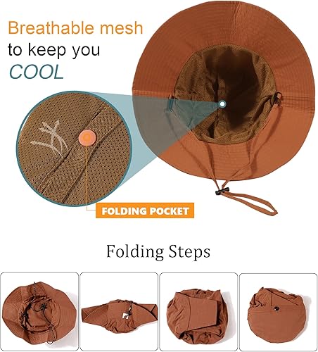 Miniatura 4 de Sombrero impermeable para el sol UPF 50+, protección UV, plegable, para mujeres y hombres, gorra ligera de verano para senderismo al aire libre