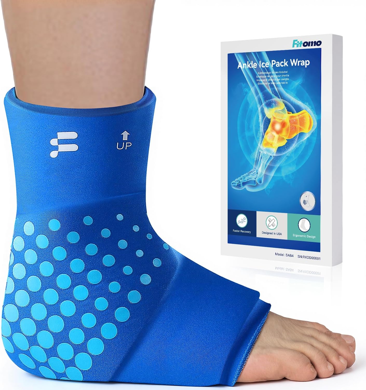 Ankle Ice Pack Wrap for Swelling with Thickened Cold Compression and Cooling Fabric, Ice Packs for Injuries Reusable for Swollen Feet, Achilles Tendonitis Relief, Plantar Fasciitis Relief