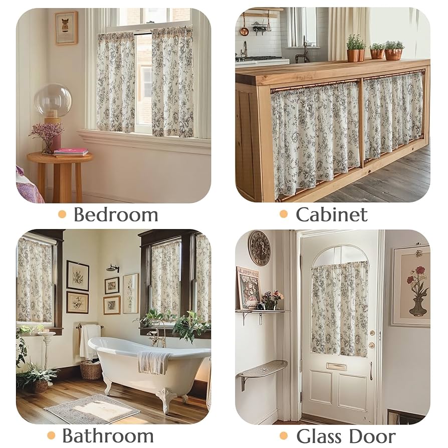 レディ￼ーカーテン Amazon.com: jinchan Striped Linen Kitchen Curtains Ticking