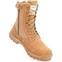 Mens Military Tactical Work Boots with Side Zipper, Puncture Resistant, Desert Combat, Army Jungle, 8 Inch Lightweight Hiking Boots