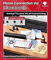 Vista 3 de Phomemo Impresora de plantilla de tatuaje, impresora térmica inalámbrica M08F con 10 piezas de papel de transferencia, compatible