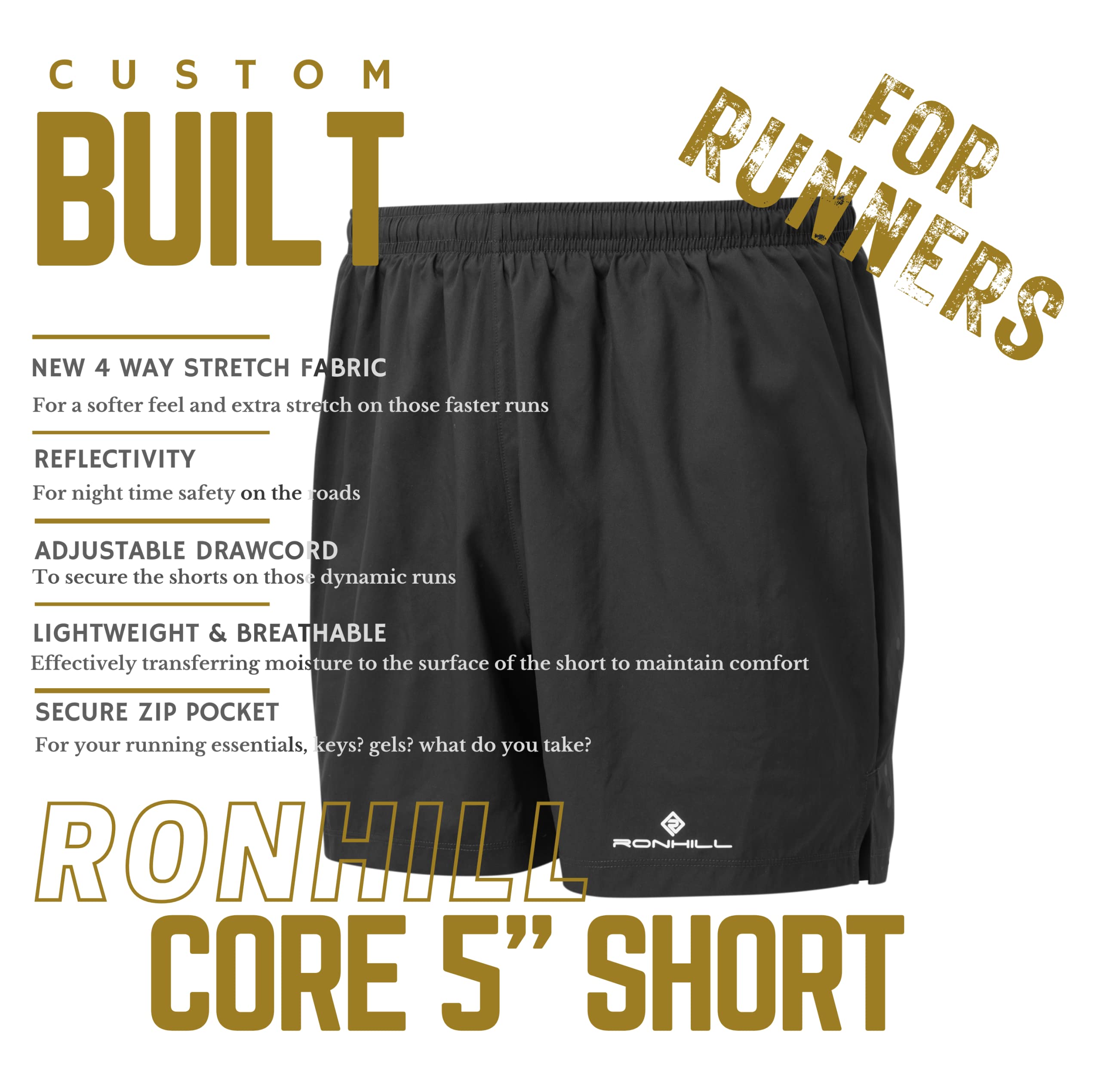 Ronhill Pantalones Cortos Core de 5 Pulgadas para Hombre