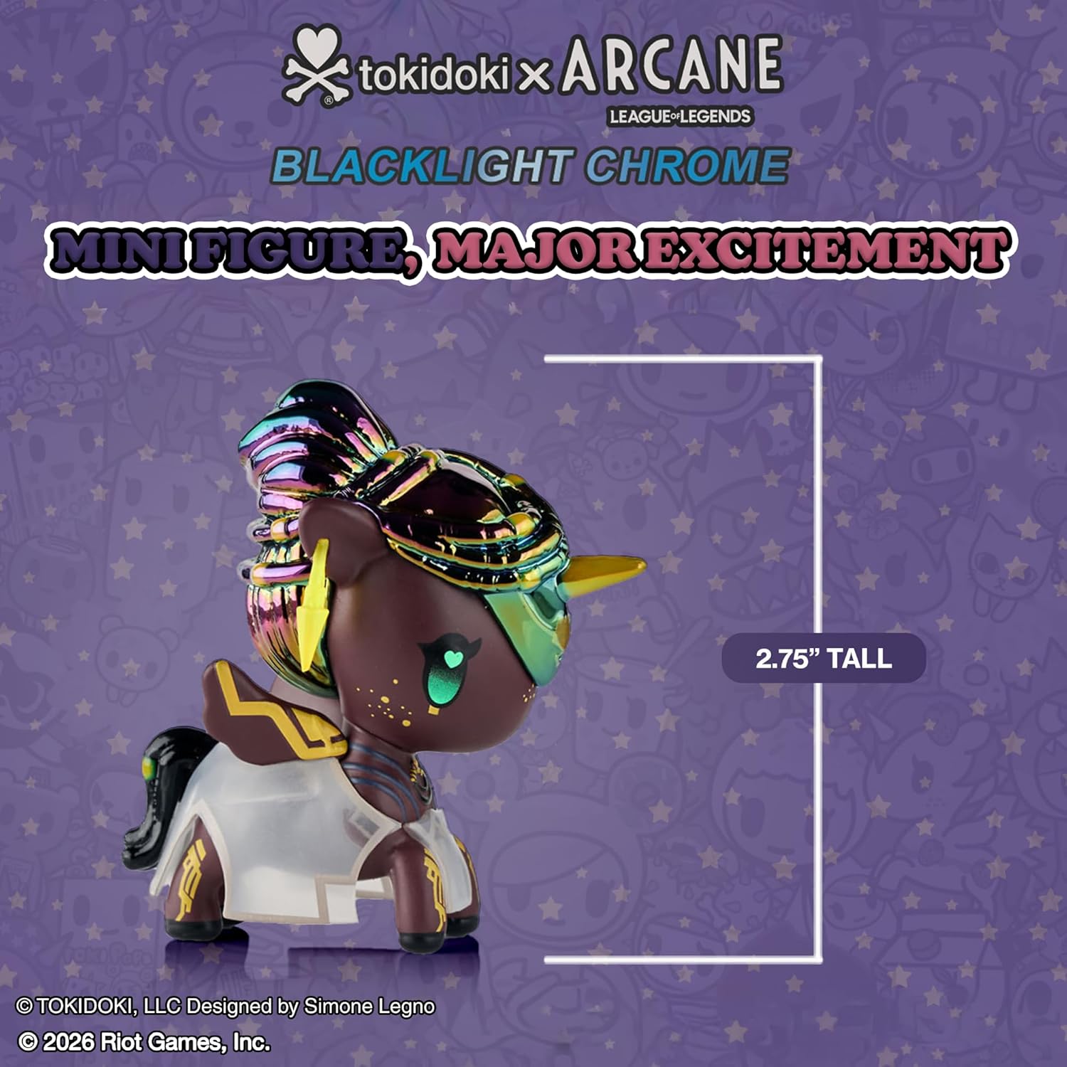 tokidoki™ x Arcane Unicorno™ Black Light Chrome Blind Box - 8 Pack of Cute Mystery Mini Collectibles - Collectible Art for Boys & Girls - 2.75 Inches Miniatures & Blindbox Figures