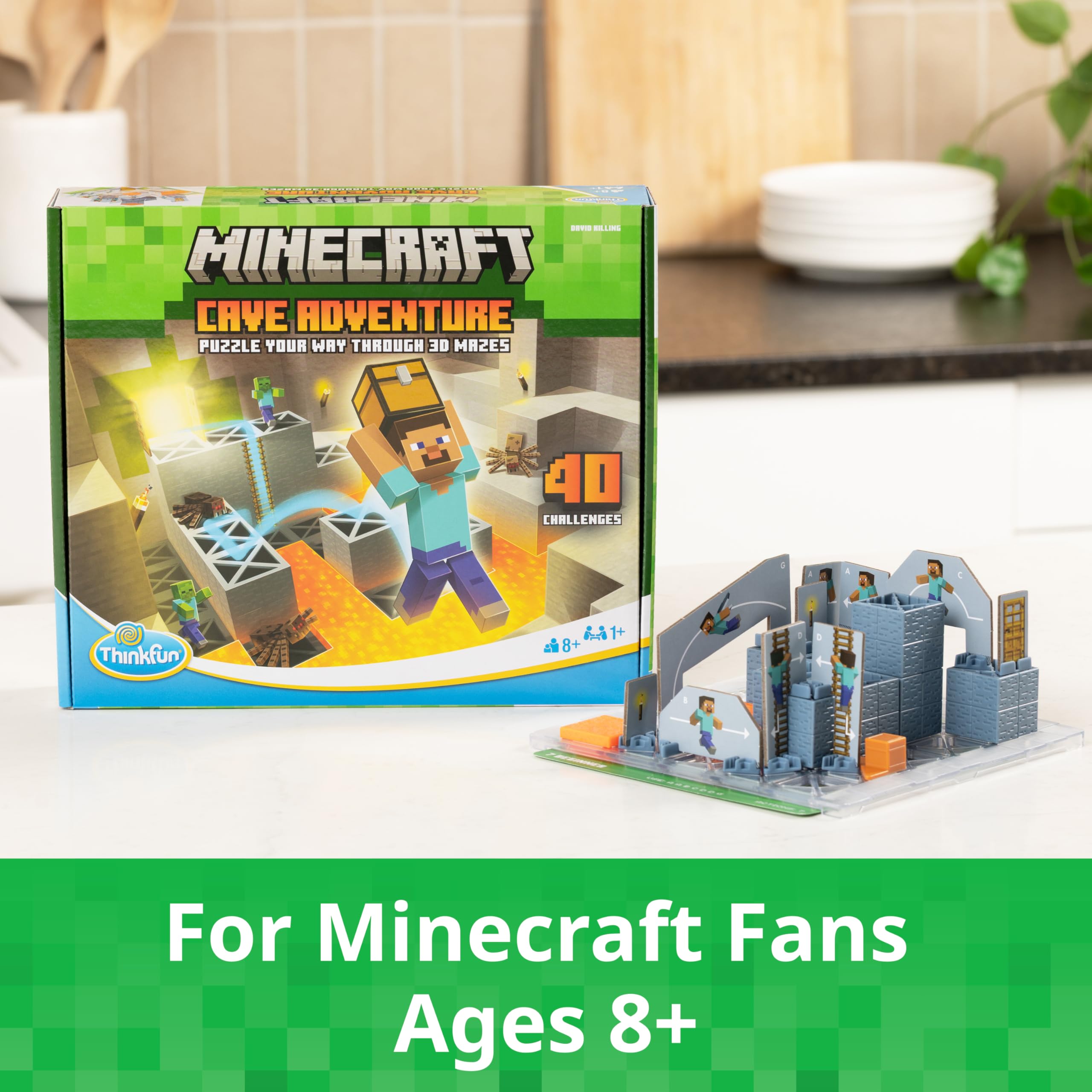 ThinkFun Minecraft Cave Adventure | Gioco di puzzle di strategia senza schermo | 40 sfide logiche | Età 8+