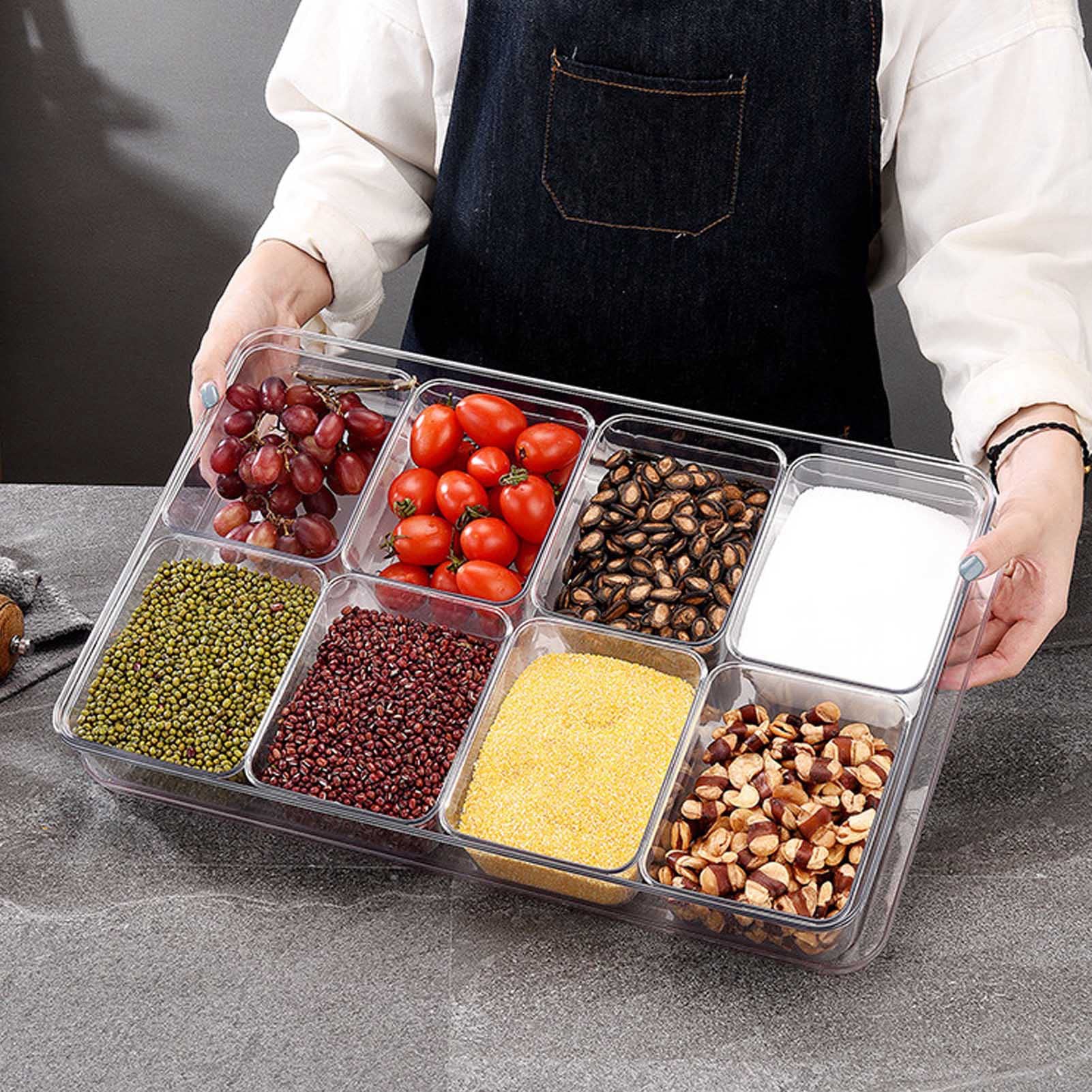 Scatola per condimenti di grande capacità, barattolo per condimenti con scomparti classificati, dispenser di spezie in plastica resistente al calore per la conservazione di cereali (8 Cavità)