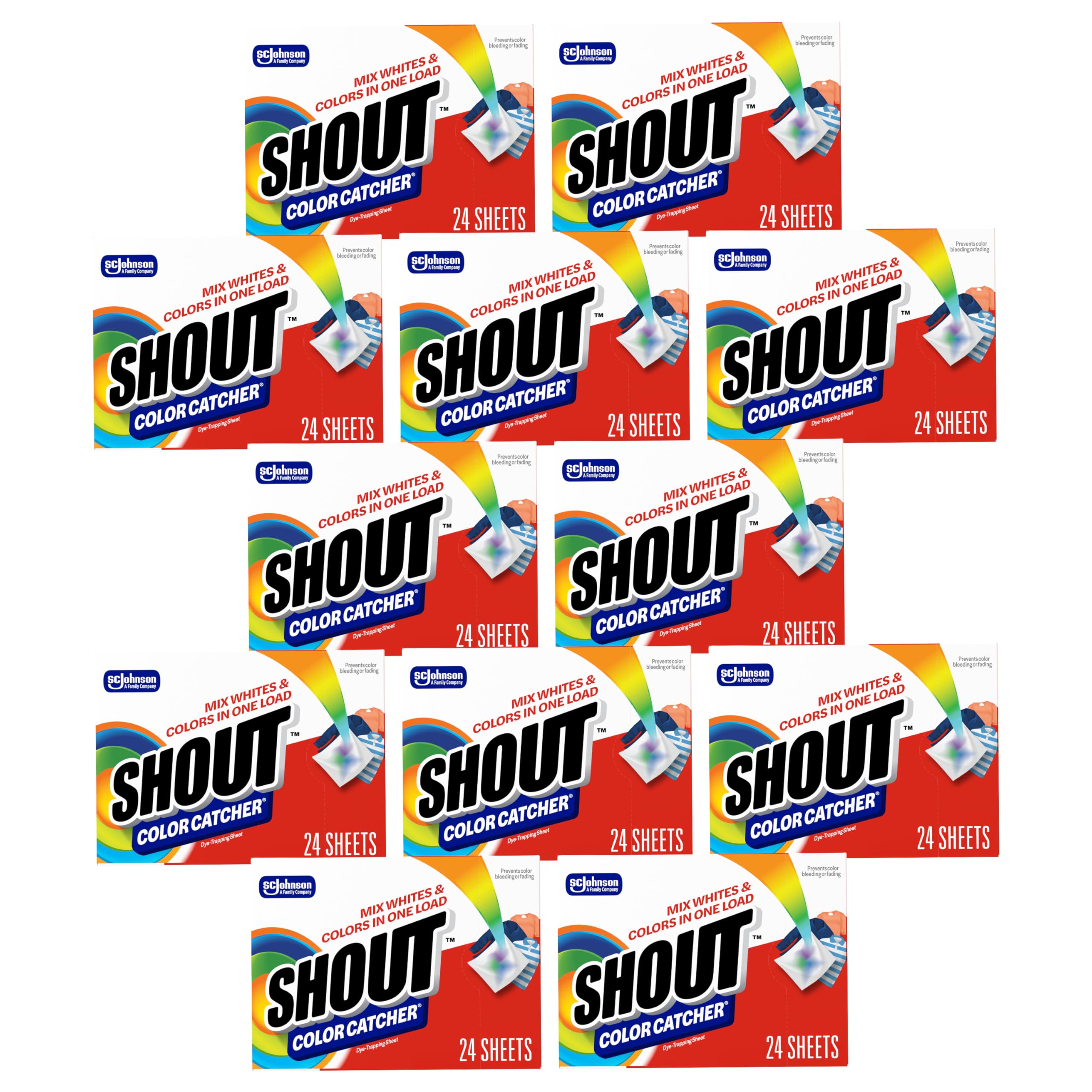 Shout Color Catcher Sheets for Laundry, Allow Mixed Washes, Prevent Color Runs and Maintain Original Clothing, 24 Count (Pack of 12)