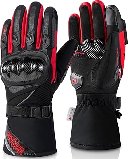 BORLENI Winter Motorcycle Gloves for Men, Touchscreen, CE Level 1 KP | Cold Weather, Touchscreen, Windproof, Waterproof, Warm, Carbon Fiber Shell Model: AXE02