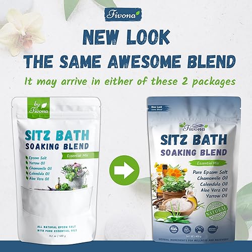 Miniatura 4 de Fivona Kit de baño de asiento 2 en 1 para hemorroides y cuidado posparto, sobre el asiento del inodoro con mezcla de remojo con sal de Epsom y