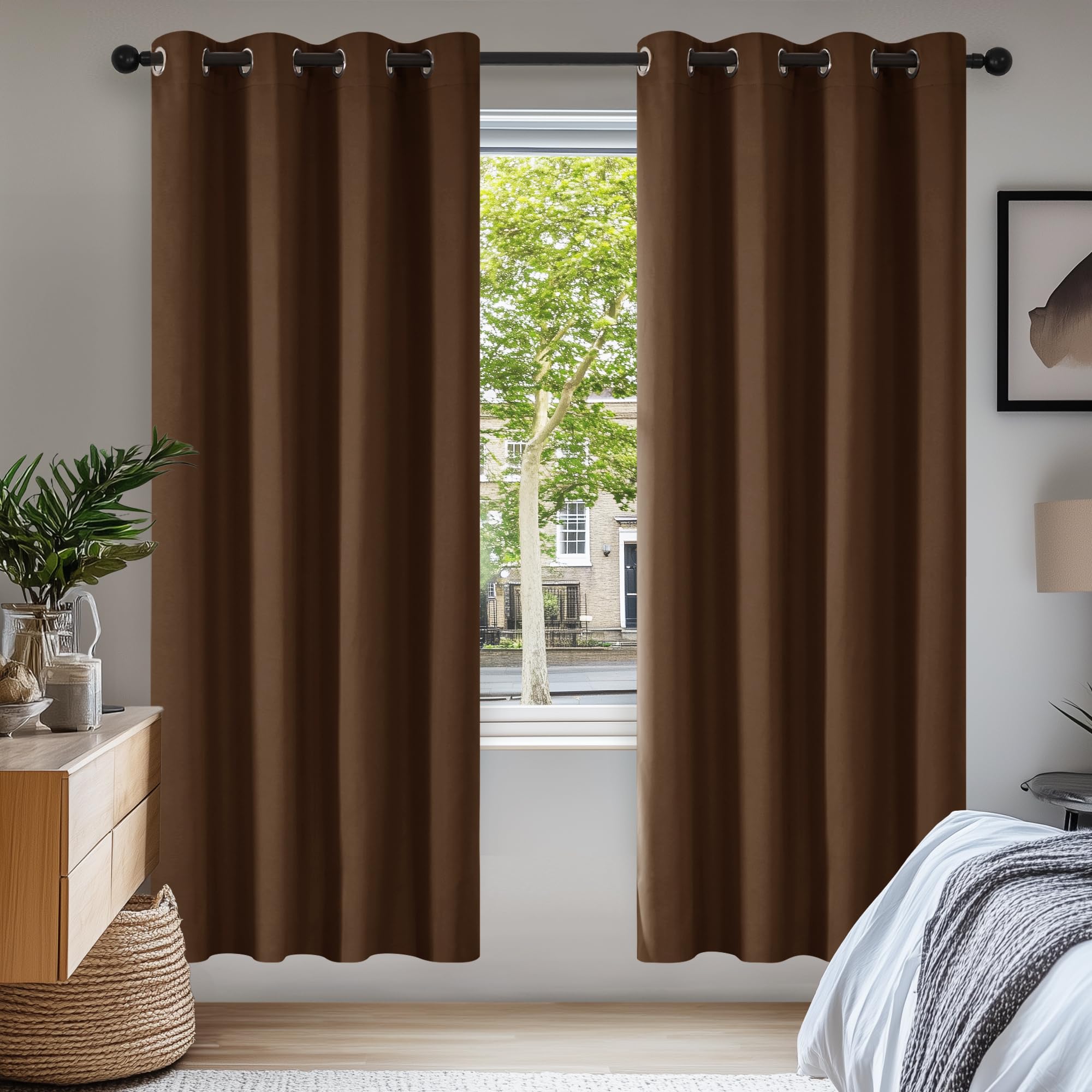 Deconovo Black Curtains Bedroom 52 x 84 Inch Thermal Insulated Energy Saving Eyelet Blackout Curtains for Living Room Black 1 PAIR — view 102