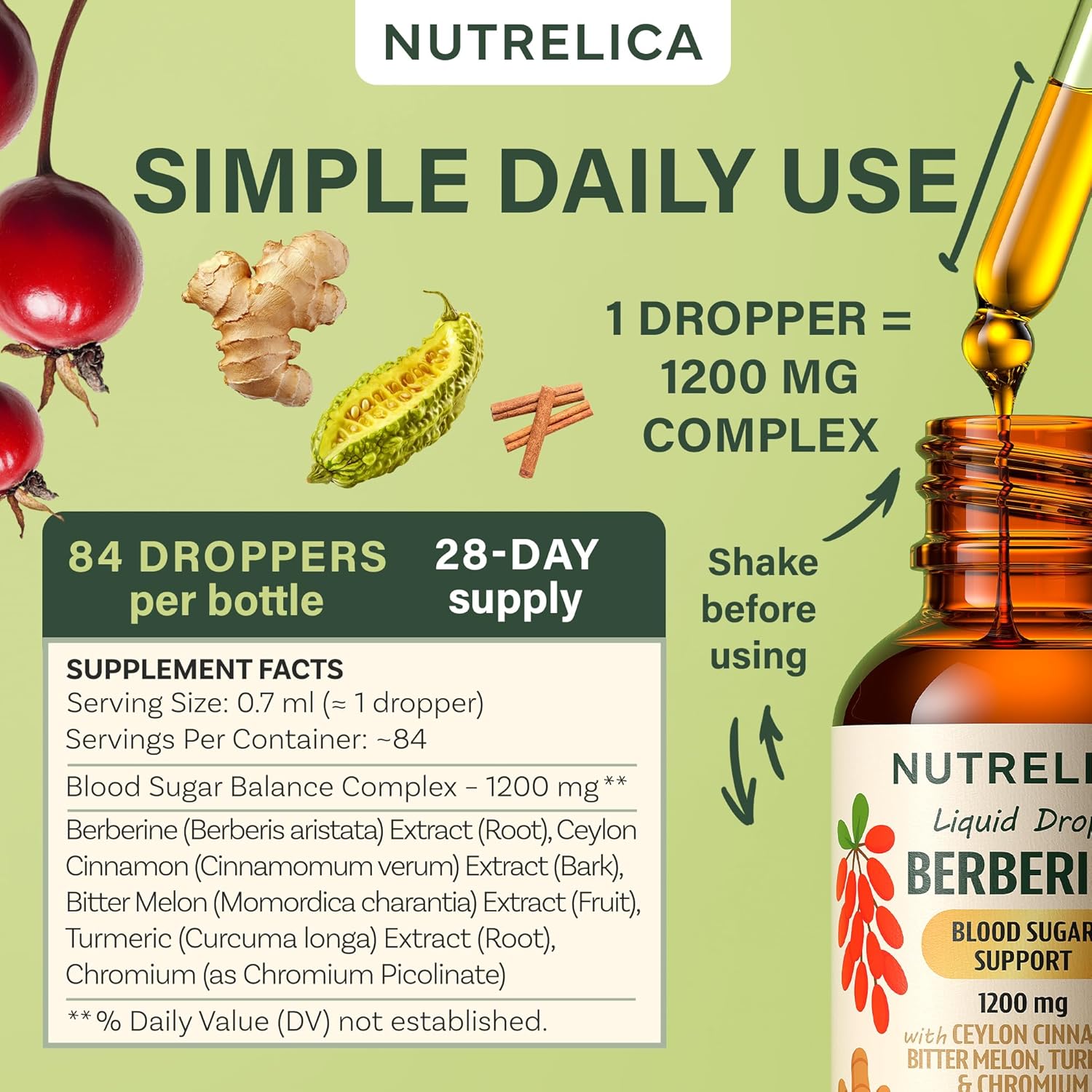 Berberine with Ceylon Cinnamon, Bitter Melon, Turmeric & Chromium – Blood Sugar Balance & Glucose Metabolism – 1200mg, No Sugar, Vegan, Non-GMO - Image 6