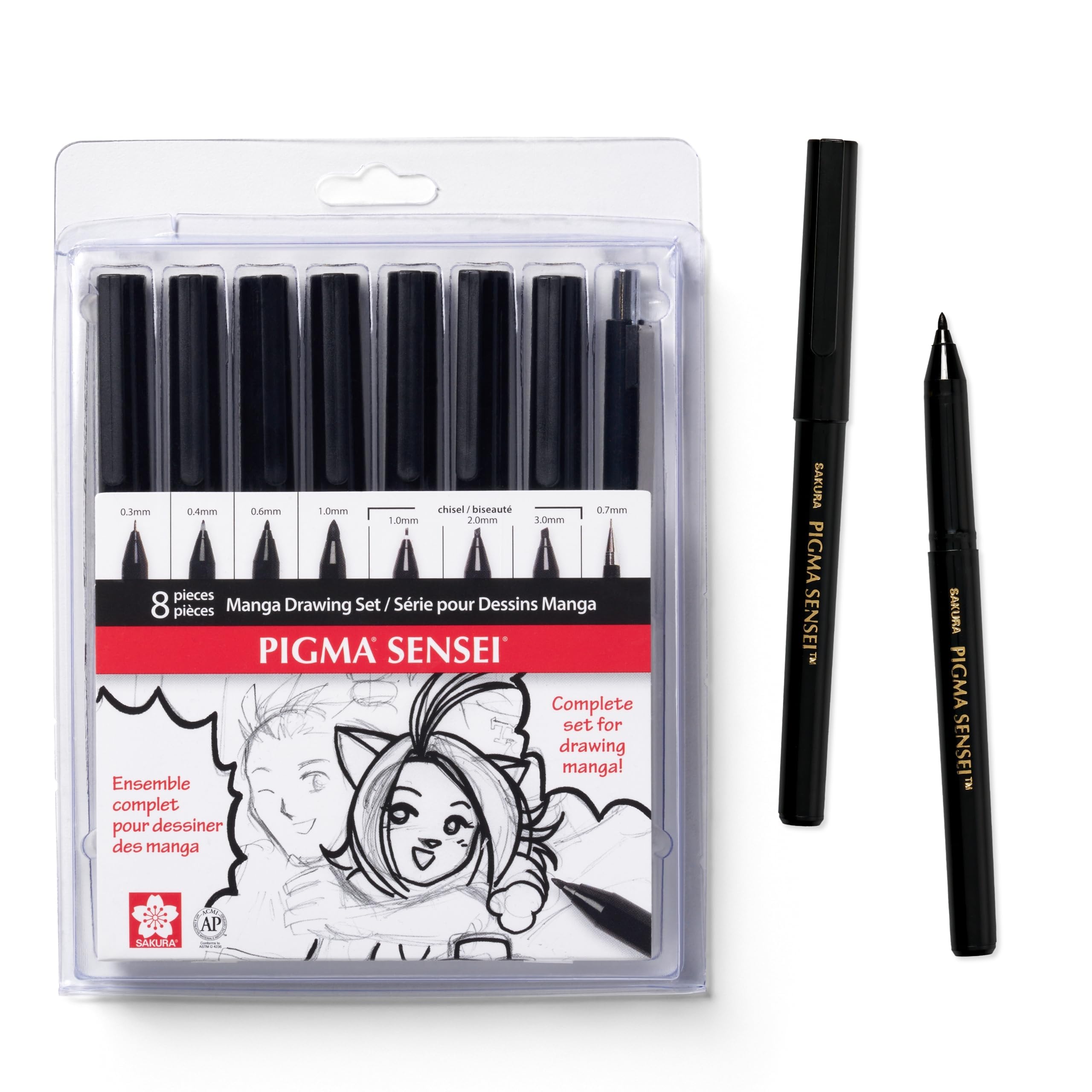 Amazon.com: SAKURA 50204 8-Piece Pigma Sensei Manga Drawing Kit, Black
