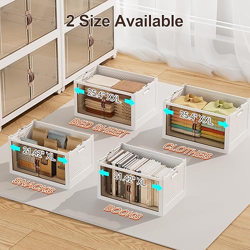 Miniatura 24 de JOYMOOP Contenedores de almacenamiento apilables de 198 Qt con tapas, organizadores de armario y cajones de almacenamiento de plástico