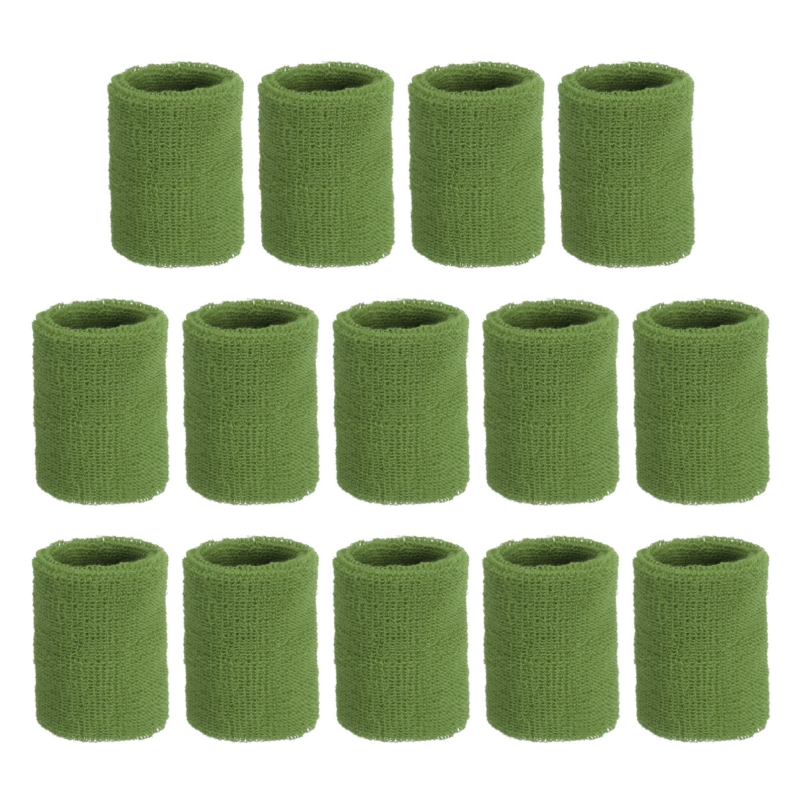 sourcing map Wrist Sweatbands Sports Wrist Bands Sweat for Men & Women Athletic Absorbent for Basketball Football Tennis Soccer Running Working Out Olive, Pack of 14